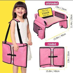 Buenavo Kids Travel Tray Car Set Organizer with Carrying Bag, PINK Girls Gift